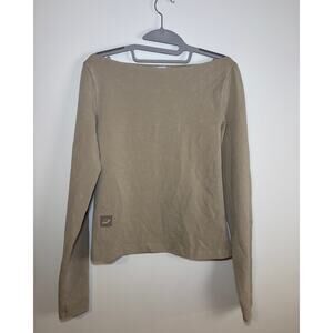 Planet Nusa NYC Boat Neck Long Sleeve Top Size L Soft Athleisure Tan